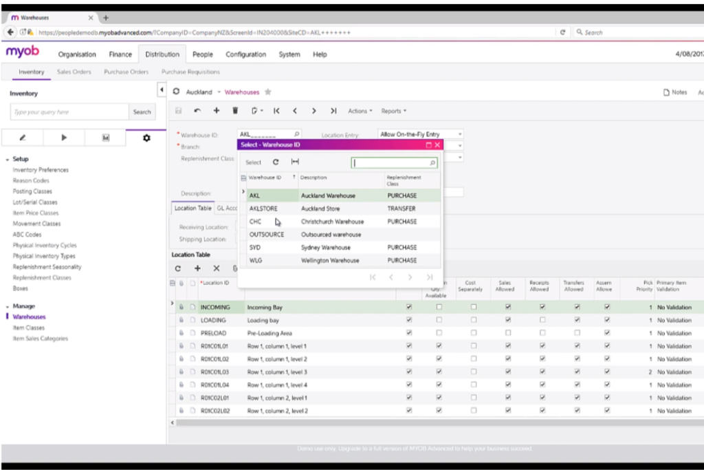 inventory management control inventory across warehouse locations