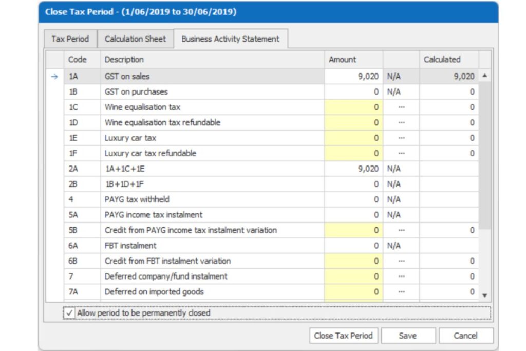 Increased control over permanent closure of tax periods - sybiz 24 vision enhancement