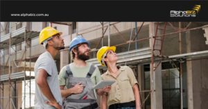 construction workers using tablet for their construction ERP monitoring