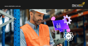 Warehouse manager checking the upcoming AI in MYOB Acumatica features