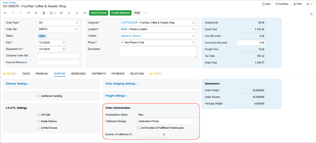 MYOB Acumatica 25R2 Order Orchestration