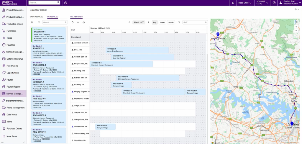 MYOB Acumatica 25 R2 Modern Calendar Board